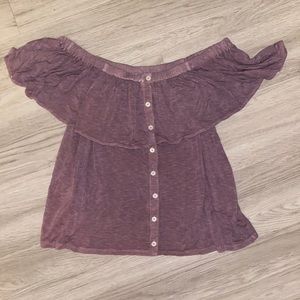 american eagle off the shoulder purple top